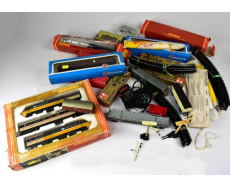A small selection of Hornby OO to include trains, wagons, coaches, etc, R.311 LMSs Patriot Class Duke of Sutherland, R.378 LN