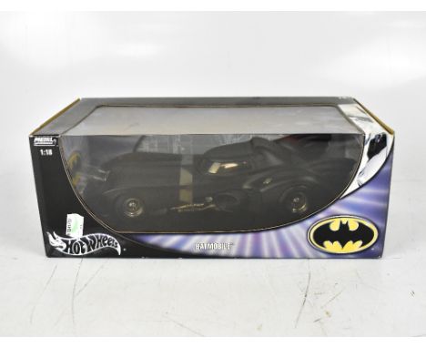 HOTWHEELS; a scale model 1:18 Batmobile, boxed.