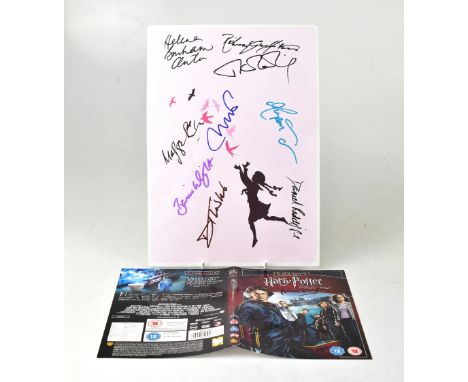 HARRY POTTER; the cover of a DVD bearing a signature to the front and that of J K Rowling to the reverse, and a further card 