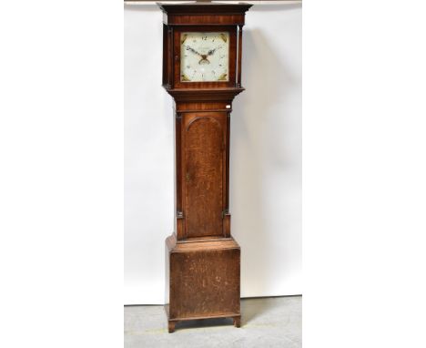 WILLIAM LAWRENCE, CARK; a George III oak thirty-hour longcase clock with associated dial and movement, the 12" square painted