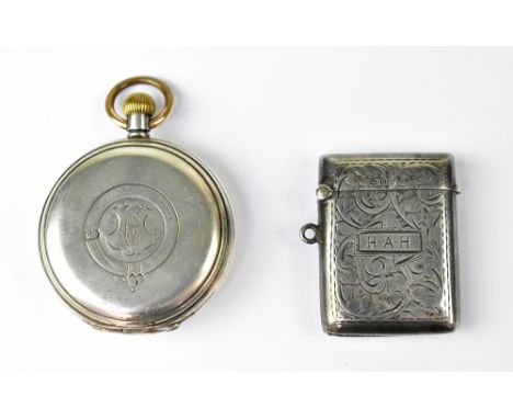 THOMAS RUSSELL &amp; SON, LIVERPOOL; a hallmarked silver full hunter crown wind pocket watch, the white enamelled dial set wi