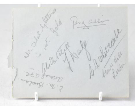 GOLF; a page from an autograph book bearing several signatures, including Percy Alliss. We have not authenticated these signa