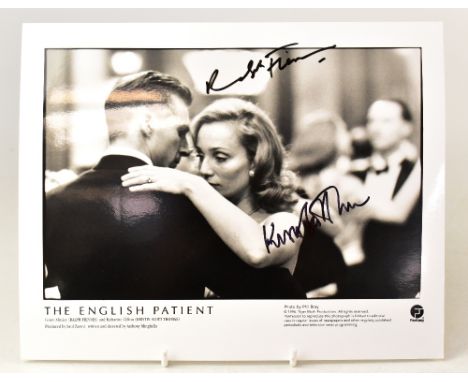 THE ENGLISH PATIENT; a promotional black and white photograph bearing the signatures of the stars Ralph Fiennes and Kristin S
