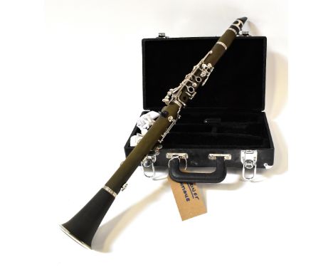 A cased clarinet.