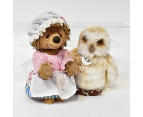 STEIFF; two collectible stuffed toys, 'Wittie Owl', no.045592, and 'Mrs Tiggywinkle', no.690259 (2).