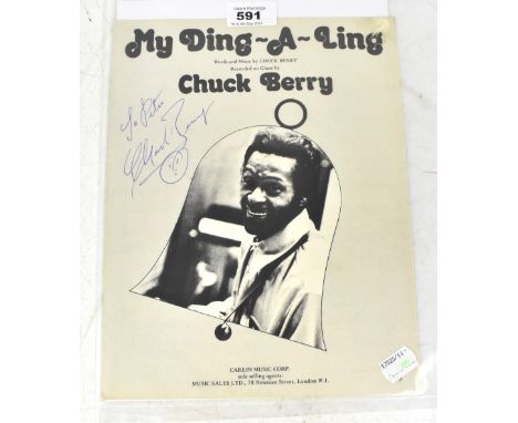 CHUCK BERRY; 'My Ding-A-Ling', music score bearing the star's signature.We have not authenticated this signature, please sati