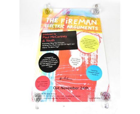 SIR PAUL MCCARTNEY; 'The Firemen Electric Arguments', an advertising poster bearing the megastar's signature, rolled and unfr