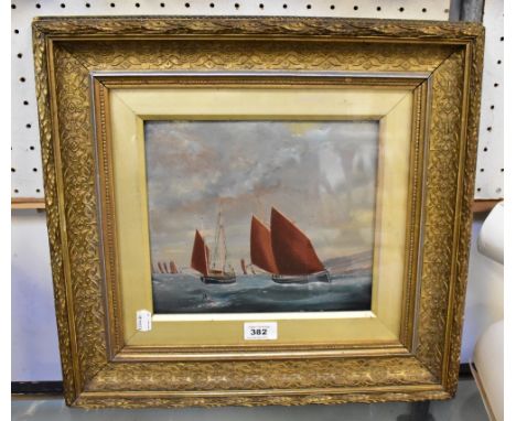 UNATTRIBUTED; oil, seascape, yachts on stormy seas, framed and glazed.