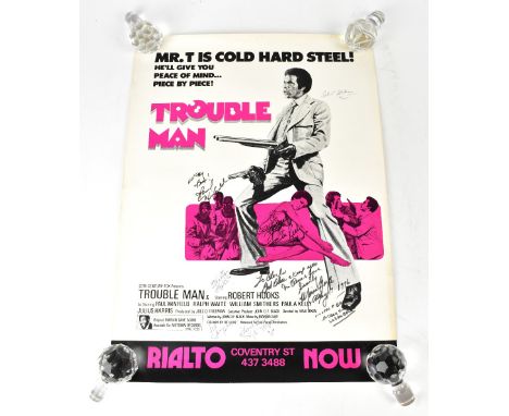 TROUBLE MAN; a poster bearing several signatures including Marvin Gaye, Stix Hooper, Joe Sample, Rupert Hooks and Paul Whitfi