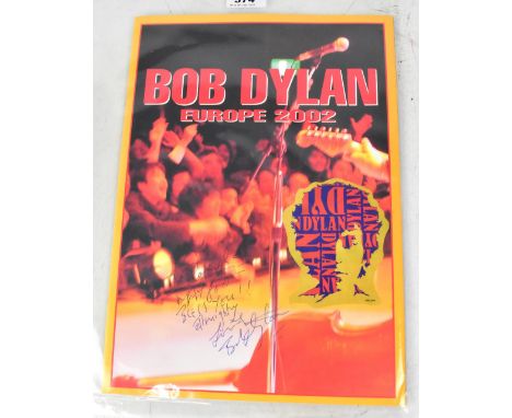 BOB DYLAN; a European Tour 2002 programme bearing his signature and inscribed 'To Pamela'.We have not authenticated this sign