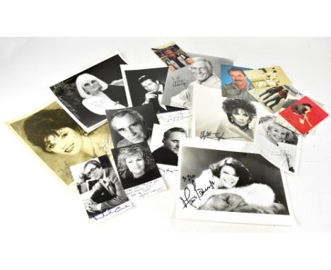 A collection of lobby and stock cards, bearing signatures of TV and Film stars, to include Dick Van Dyke, Elizabeth Taylor, J