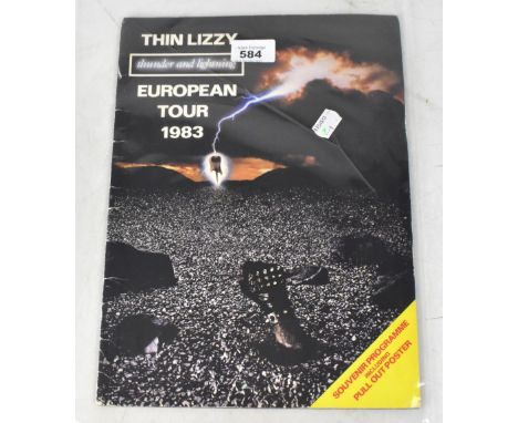 THIN LIZZY; a 'Thunder and Lightning European Tour 1983' programme, bearing signatures of the band members to the interior, t