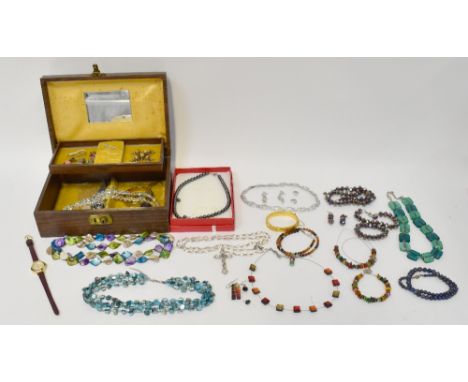 A quantity of contemporary and vintage costume jewellery, some contained in vintage jewellery boxes to include earrings, brac