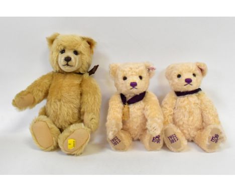 STEIFF; three collectors' bears comprising two 'Diamond Jubilee Vanilla', length 27cm, no.1679 and no.1660, both boxed with o