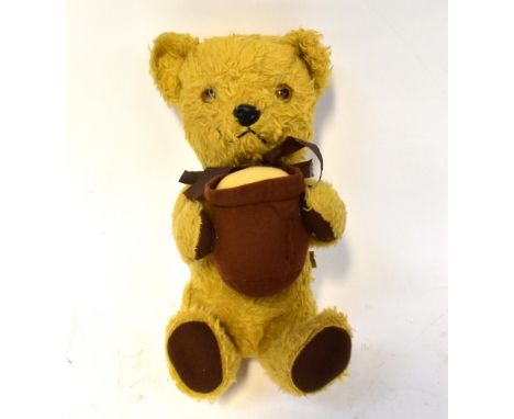 CHAD VALLEY CHILTERN; a vintage Honey Pot bear, with plastic eyes and snout, stitched mouth, and honey pot, height 29cm.