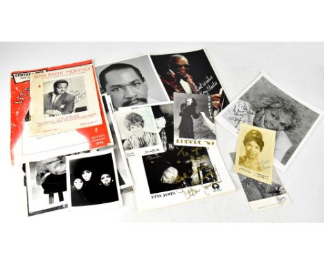 A quantity of lobby and stock cards, bearing signatures of Music stars, to include Cissy Houston, Connie Francis, Etta James,