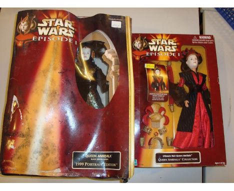 A pair of Star Wars Queen Amidala Episode 1 figures to include a 1999 Portrait Edition and an Ultimate Hair Queen Amidala Col