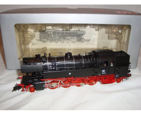 An HO Gauge Fleischmann 64065 FMZ DB BR65 class 2-8-4T steam loco in black, numbered 65 014 - VG-E in G-VG box