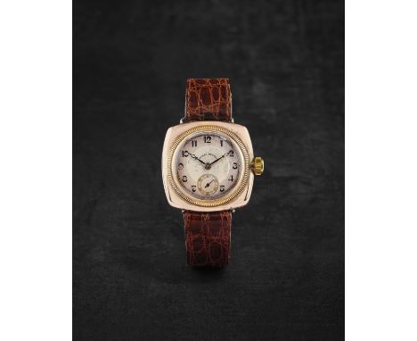 ROLEX. MONTRE BRACELET EN OR ROSE 9K (375) DE FORME COUSSIN MOUVEMENT MECANIQUEROLEX. A 9K ROSE GOLD MANUAL WIND CUSHION FORM