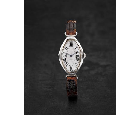 H. MEYLAN, BRASSUS. RARE MONTRE BRACELET EN PLATINE (950) DE FORME TONNEAU MOUVEMENT MECANIQUEC. H. MEYLAN, BRASSUS. AN EARLY