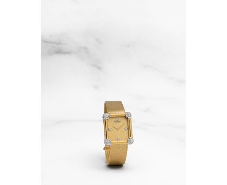 CHOPARD. MONTRE BRACELET DE DAME EN OR JAUNE 18K (750) DE FORME RECTANGULAIRE SERTIE DE DIAMANTS MOUVEMENT MECANIQUE CHOPARD.