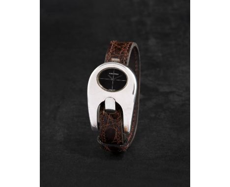 LONGINES. RARE MONTRE BRACELET EN ARGENT (925) DE FORME BOUCLE MOUVEMENT MECANIQUE DESSINE PAR SERGE MANZONLONGINES. A RARE A