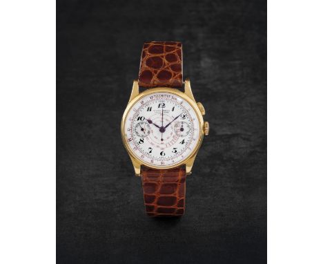 ULYSSE NARDIN. RARE CHRONOGRAPHE BRACELET MONO-POUSSOIR EN OR JAUNE 18K (750) MOUVEMENT MECANIQUEULYSSE NARDIN. A RARE 18K GO