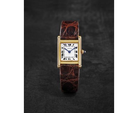 CARTIER. MONTRE BRACELET EN OR JAUNE 18K (750) DE FORME RECTANGULAIRE MOUVEMENT MECANIQUECARTIER. AN 18K GOLD MANUAL WIND REC