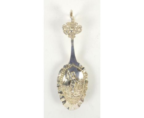 Large hunting themed caddy spoon import SBL, Sheffield 1896 