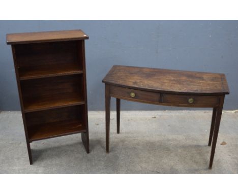 Mahogany bow fronted side table and book shelf