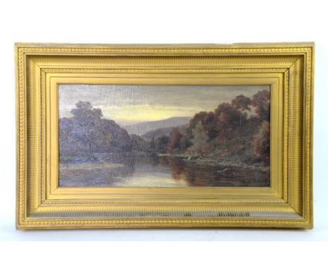 S M Brook, Landscape, oil on canvas, 49 x 24 cm, a further rural scene with cows drinking, signed indistinctly, and another s