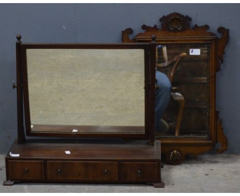 Three dressing table mirrors, a wall mirror and a travelling trunk. (5)