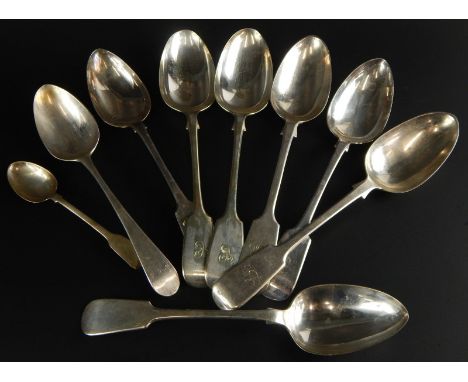 Various silver spoons and a teaspoon, various assays, designs etc. 7¼ozs