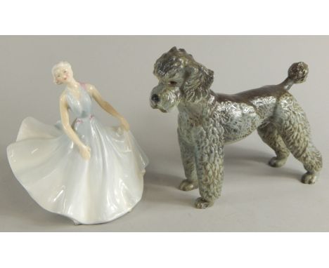 Two ceramic items, a Goebel poodle and a Royal Doulton figure Pirouette