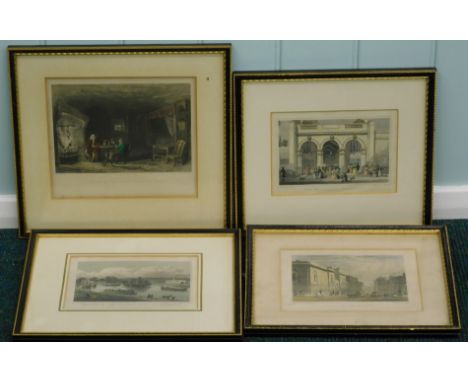 Burlington Arcade, Piccadilly, framed coloured print, and three others (4) (M)