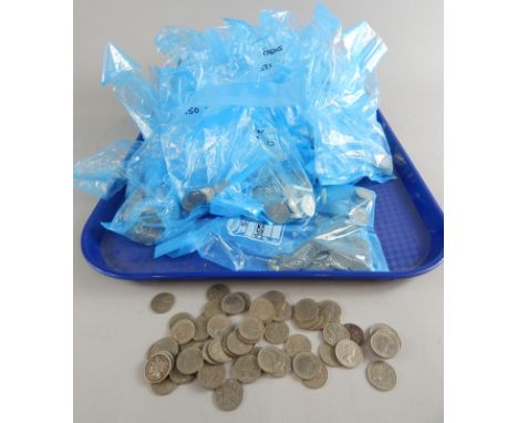 A large quantity of mainly nickel silver sixpences, from the 1950's and 60's, etc.