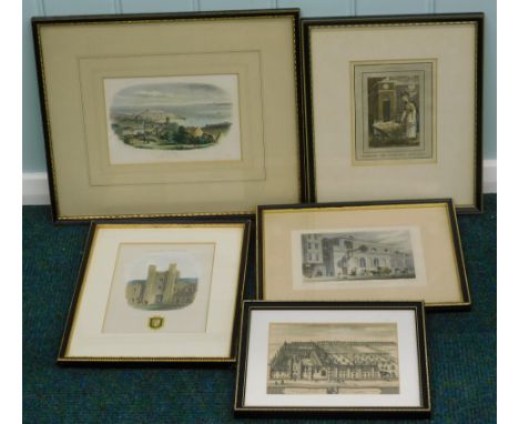 St Ives, framed coloured print, and four others (5) (M)
