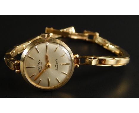 A Rotary 9ct gold ladies wristwatch, with circular watch head, and expanding bracelet, bracelet only marked 9ct, 14.6g all in