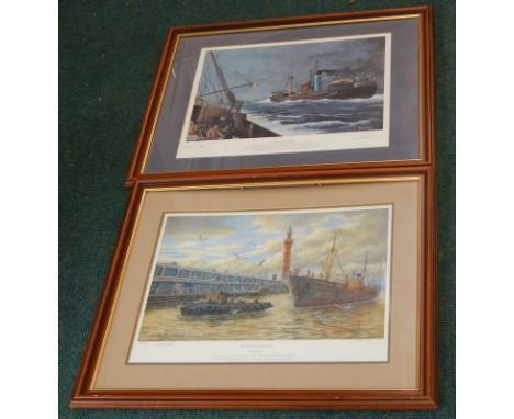 After Keith Baldock. Fresh Fish For Market, signed and limited edition Grimsby related print, and another artist signed Adria