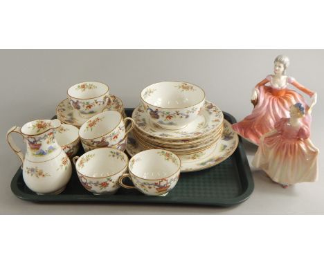 A collection of ceramics, a Royal Worcester part tea service, decorated with Oriental style motifs to include butterflies, ve