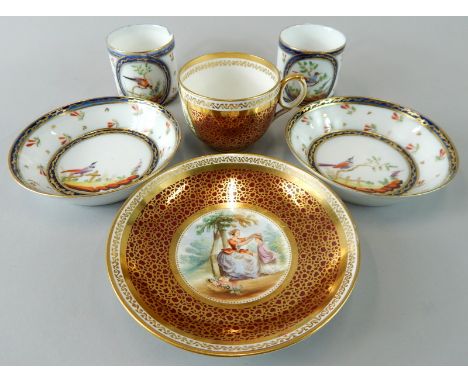 A collection of ceramics, to include an English porcelain plate decorated with a lady with crinoline dress within a landscape