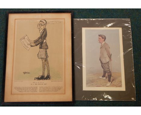 After Gilbert Rumbuld.  Birds of The Golf Cot, coloured print, 41cm x 28cm, and a spy print of Hoylake.