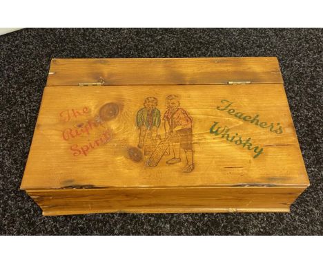 A Vintage Pine Teachers Whisky advertising box [11x42x26cm] 