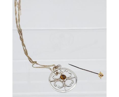 A 15CT Gold RAF style sweetheart pin, Together with a Edinburgh silver Celtic design pendant by Ola M gorie. 