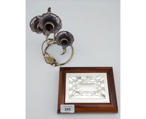 925 Silver topped playing card case. Produced by Otta Viani. Together with an E.P Epergne. 