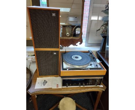 A Vintage Goldring Lenco Turntable, Pioneer model SX-440 Stereo Receiver with two Wharfedale speakers serial number 1w/137303