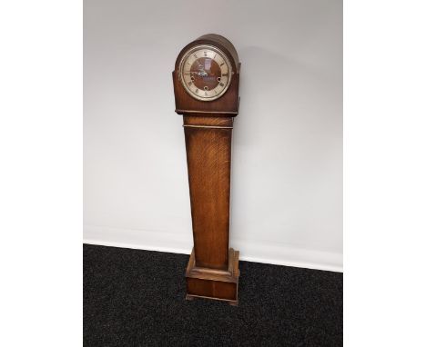 A Vintage three hole Grandmother clock. Designed with an oak body. [141cm in height] 