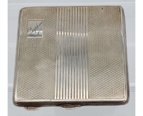 A Birmingham Silver Art Deco Design compact. [102.66grams] 