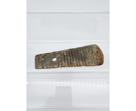 A Chinese hand carved hardstone Ming style axe head. [12CM IN LENGHT] 