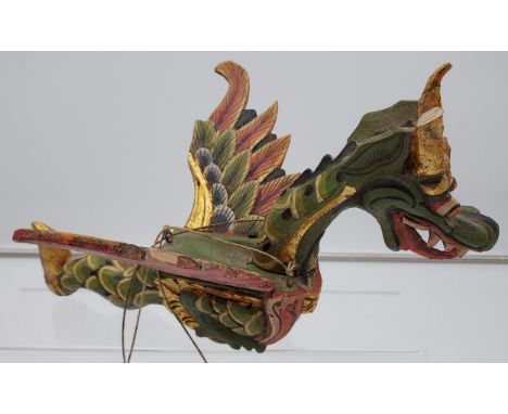 Hand carved, hand painted Chinese dragon puppet [19x30x26cm] 